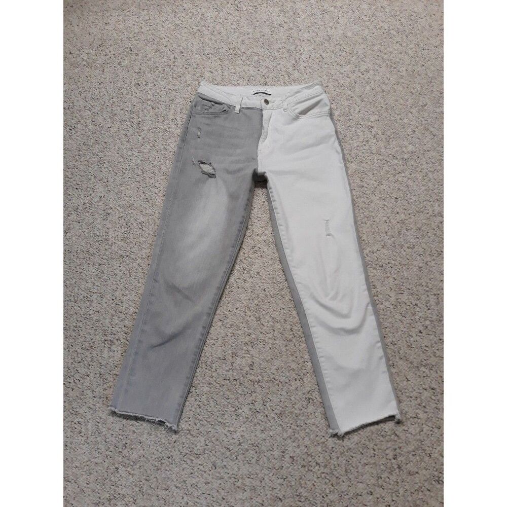 Flying Monkey High Rise Crop Skinny Two-Tone Raw Hem Distressed 27